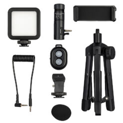 Alternative view of Kit de vlogging pentru filmari video Youtube, TikTok, cu trepied, microfon, panou LED, telecomanda bluetooth, suport reglabil telefon, compatibil cu aparat foto/smartphone