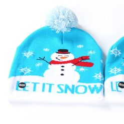 Alternative view of Caciula tip Fes cu Luminite LED on/off si Imprimeu de Iarna/Craciun, Let It Snow, UNISEX, marime ONE SIZE, Alb/Albastru