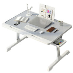 Alternative view of Stand laptop multifunctional tip masuta, Reglabil, Pliabil, 60cm x 40cm x 27cm ~ 40cm, Suport carte, Suport tableta, Sertar depozitare, Gri