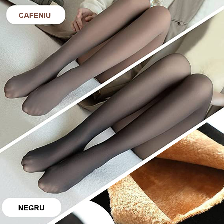 Colanti termici tip ciorap, Imblaniti, Grosime 300g, One Size, Caffee - imagine 5