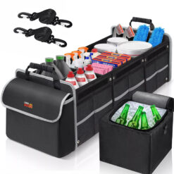 Organizator portbagaj auto & Lada frigorifica, Linomag®, Impermeabil, Pliabil, Multifunctional, Negru, 90x35x30cm