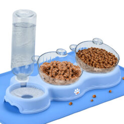Alternative view of Bol ortopedic dublu pentru pisici cu reumplere automata a apei, Linomag®, 500ml, 37x24x15 cm, Albastru deschis