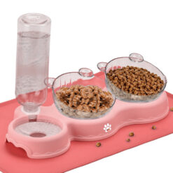 Alternative view of Bol ortopedic dublu pentru pisici cu reumplere automata a apei, Linomag®, 500ml, 37x24x15 cm, Roz