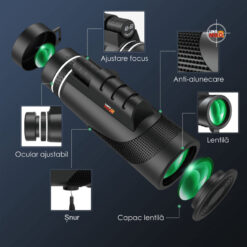 Alternative view of Monoclu Telescop profesional HD 50X60 de Inalta Definitie cu Suport Pentru Smartphone si Trepied, Linomag®, Prisma BaK-4 Dual Focus, Vedere de Zi si de Seara, Waterproof