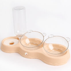 Bol ortopedic dublu pentru pisici cu reumplere automata a apei, Linomag®, 500ml, 37x24x15 cm, Somon