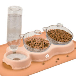 Alternative view of Bol ortopedic dublu pentru pisici cu reumplere automata a apei, Linomag®, 500ml, 37x24x15 cm, Somon