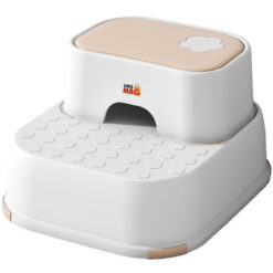 Scaunel Inaltator pentru Copii 2 in 1 cu Doua Trepte Linomag®, Multifunctional, pentru WC, Baie si Bucatarie, Alb / Somon