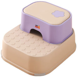 Scaunel Inaltator pentru Copii 2 in 1 cu Doua Trepte Linomag®, Multifunctional, pentru WC, Baie si Bucatarie, Somon / Mov