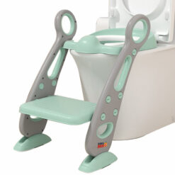 Alternative view of Reductor WC pentru Copii cu Scarita, Linomag®, Plabil, Reglabil pe Inaltime, Colac Moale, 42.6 x 55 x 41.5 cm, Gri / Mint