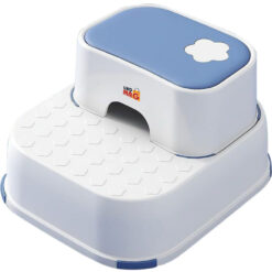 Scaunel Inaltator pentru Copii 2 in 1 cu Doua Trepte Linomag®, Multifunctional, pentru WC, Baie si Bucatarie, Alb / Albastru