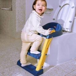 Alternative view of Reductor WC pentru Copii cu Scarita, Linomag®, Plabil, 38 x 40 x 47 cm, Albastru / Galben
