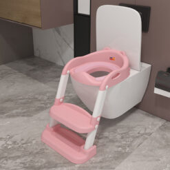 Alternative view of Reductor WC pentru Copii cu Scarita, Linomag®, Plabil, 38 x 40 x 47 cm, Roz / Alb