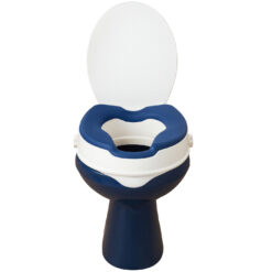 Alternative view of Inaltator WC cu capac Linomag®, 10 cm inaltime, Colac din PU confortabil cu elasticitate moderata, Sistem de prindere reglabil pentru vasul de toaleta, Alb / Albastru