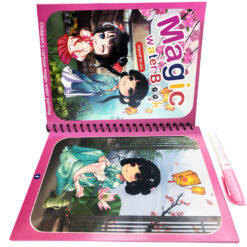 Carte de colorat cu apa tip Magic Book in limba engreza, Linomag®, Manga, Reutilizabila, Pentru fete si baieti de peste 3 ani