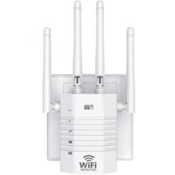 Amplificator Semnal Wireless Linomag®, Range Extender Retea WiFi, 4 Antene, Retea 2.4 & 5GHz Dual Band, Trasnfer pana la 1200Mbps, 2 x Port LAN, Acopera 240m2, Alb