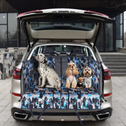 Alternative view of Husa auto de protectie bancheta pentru transport animale, Linomag®, pentru caini si pisici, Impermeabila, Antialunecare, Camuflaj albastru, 145 x 130 cm