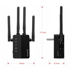 Alternative view of Amplificator Semnal Wireless, Linomag®, Range Extender Retea WiFi, 4 Antene, Retea 2.4 & 5GHz Dual Band, Trasnfer pana la 1200Mbps, 2 x Port LAN, Acopera 240m2, Negru