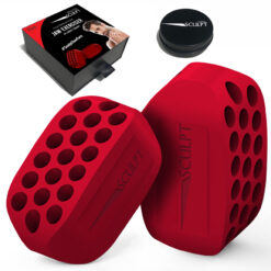 Set 2 dispozitive pentru intarirea muschilor faciali, Linovit®, Jawline exerciser, Tonifiere faciala, Silicon alimentar, Nivel avansat 28kgf, Rosu