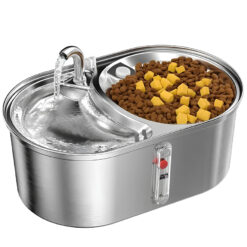 Alternative view of Dispenser apa automat tip fantana cu bol pentru mancare, Linomag®, Pentru pisici si caini, Purificare si filtrare cu carbune activ, Silentios, Otel inoxidabil, Capacitate 3L, Argintiu