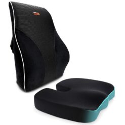 Set 2 Perne Ortopedice Linomag®,  Perna Sezut si Perna Lombara completa, din Spuma cu Memorie, Negru Intens