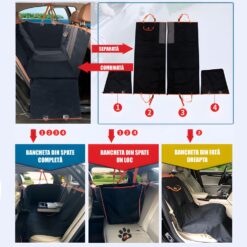 Alternative view of Husa auto de protectie bancheta pentru transport animale, Linomag®, pentru caini si pisici, Impermeabila, Antialunecare, Negru intens, 145 x 130 cm
