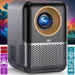Videoproiector Smart 4K X10, Linomag®, Android 10.0, LCD, Full HD, 2GB RAM, 16GB Stocare, Proiecție 100", Contrast 1500:1, Lampă 30.000 ore, HDMI, Wi-Fi, Gri inchis