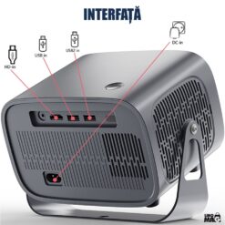 Alternative view of Videoproiector Smart Linomag®, Android 11.0, 4000 Lumeni, Airplay/Miracast, Suport 1080p, WiFi 2.4G/5G, Bluetooth 5.2, Argintiu/Negru