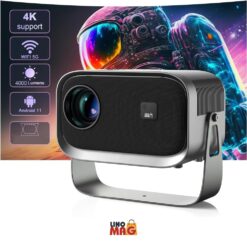 Alternative view of Videoproiector LED LCD Portabil 1280x720P, Linomag®, 150 ANSI lumeni, Contrast 2000:1, WiFi, Bluetooth, HDMI, AV, USB, Dark Ash Silver