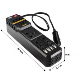 Alternative view of Set Invertor de Tensiune Auto si Adaptor Universal Priza, Linomag®, Dc/Ac 12v/220v, Adaptor priza EU/UK/SUA/JP/CH/AUS/TH, Alb/Negru