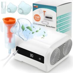 Aparat Aerosoli Profesional Linomag®, Masca Copii si Adulti, Adaptor Bebelusi, Nebulizator Inhalator cu Compresor, Particule 2-3µm, Timer, Putere 168VA, Portabil, Silentios, Alb