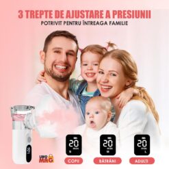 Alternative view of Aparat Aerosoli Profesional Linomag®, Masca Copii si Adulti, Mustiuc Inhalare, 3 Moduri, Tehnologie Mesh, Particule 3.5µm, Autocuratare, Timer, Portabil, Silentios, Alb/Negru