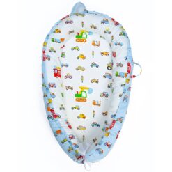 Alternative view of Cosulet Bebelusi pentru Dormit tip Baby Nest, Linomag®, cu Doua Fete, 0-24 Luni, 90x55cm, Husa Bumbac, Confort & Siguranta, Alb/Blue pale