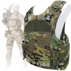 Alternative view of Set Vesta Tactica Reglabila + 2 Placi Balistice NIJ IV, Linovit®, pentru Airsoft, Paintball, Tir sportiv, Outdoor, Vanatoare, Material Oxford 1000D, Sistem MOLLE, Rezistent la proiectile perforante 7.62x63mm M2 AP, Kaki camuflaj