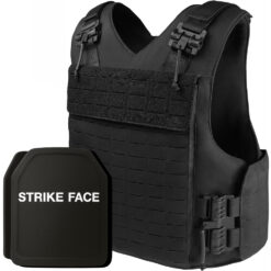 Set Vesta Tactica Reglabila + 2 Placi Balistice NIJ IV, Linovit®, pentru Airsoft, Paintball, Tir sportiv, Outdoor, Vanatoare, Material Oxford 1000D, Sistem MOLLE, Rezistent la proiectile perforante 7.62x63mm M2 AP, Negru