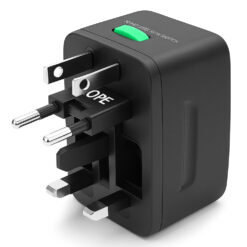 Adaptor universal priza, Linomag®, Compatibil cu EU/UK/SUA/JP/CH/AUS/TH, Negru