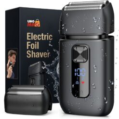 Aparat de Ras Electric cu Lame Flotante Duble Linomag®, Trimmer Rabatabil, USB-C Reincarcabil, Autonomie 120 minute, Rezistent la Apa, Negru