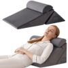 Set 3 Perne Ortopedice Reglabile 10 în 1 Linomag®, Forma de Pana, pentru Somn Confortabil, Recuperare Post-Operatorie si Suport pentru Spate, Gat si Picioare, Husa Detasabila si Lavabila, Gri inchis