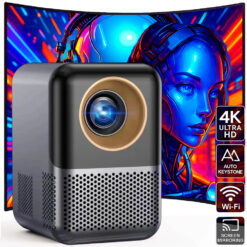 Videoproiector Smart 4K X10, Linomag ®, Android 10.0, LCD, Full HD, 1GB RAM, 8GB Stocare, Proiecție 100", Contrast 1500:1, Lampă 30.000 ore, HDMI, Wi-Fi, Gri argintiu