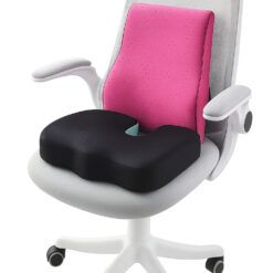 Alternative view of Set 2 Perne Ortopedice Linomag®, Perna lombara completa & Perna sezut din spuma cu memorie, Suport pentru coccis & Suport lombar complet, Negru/Roz