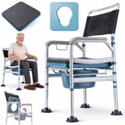 Scaun WC multifuncțional 4 in 1 Linomag® tip toaletă de cameră, cu oliță detașabilă, picioare cu ventuze anti-alunecare, utilizat ca scaun de duș, scaun pentru relaxare sau peste vasul de toaletă, impermeabil, negru