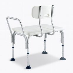 Alternative view of Scaun de baie tip banca pentru transfer cada sau dus, Linomag®, Inaltime ajustabila de maxim 69.5cm, Spatar si maner interschimbabile stanga/dreapta, Alb opal