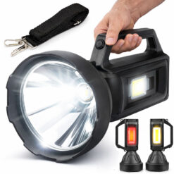 Lanterna LED profesionala SL-100, Linomag®, Putere mare, Lumina COB laterala, Incarcare USB, Functie powerbank, Rezistenta la apa IP65, 28cmX12cm, Negru