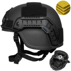 Cască tactică balistică MICH NIJ IIIA, Rezista la proiectile de 9mm, .357 SIG și .44 Magnum, compatibila NVG, Șină FAST, Sistem reglaj 360°, Material Aramid ultra-rezistent, Marime M, Negru