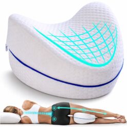 Perna Ortopedica pentru Genunchi din Spuma cu Memorie, Linomag®, Suport pentru Alinierea Soldurilor, Coloanei si Genunchilor, Reduce Presiunea Articulara, Husa Detasabila si Lavabila, Alb