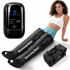 Aparat de Masaj pentru Picioare Wireless, Linomag®, Cizme de Compresie pentru Recuperare Musculară, Drenaj limfatic, Presopunctura, Masaj circulator, Masaj Relaxare, 5 Camere Compresie cu Aer,  11 Niveluri de Intensitate, 3 Moduri de Masaj