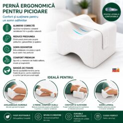 Alternative view of Perna Ortopedica pentru Genunchi si Picioare cu Banda de fixare, Linomag®, din Spuma cu Memorie, Suport Ergonomic pentru Alinierea Coloanei, Soldurilor si Genunchilor, Reduce Presiunea Articulara, Husa Detasabila, Alb