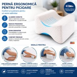 Alternative view of Perna Ortopedica pentru Genunchi si Picioare din Spuma cu Memorie, Linomag®, Suport Ergonomic pentru Alinierea Coloanei, Soldurilor si Genunchilor, Reduce Presiunea Articulara, Husa Detasabila, Alb