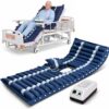 Saltea Antiescara cu Compresor si Presiune Alternativa, Linomag®, Nivel Presiune Reglabila, Pentru Ingrijire la Domiciliu sau la Spital, Celule de Aer Detasabile, Microventilatie, PVC Impermeabil, 200 x 90 cm, Albastru