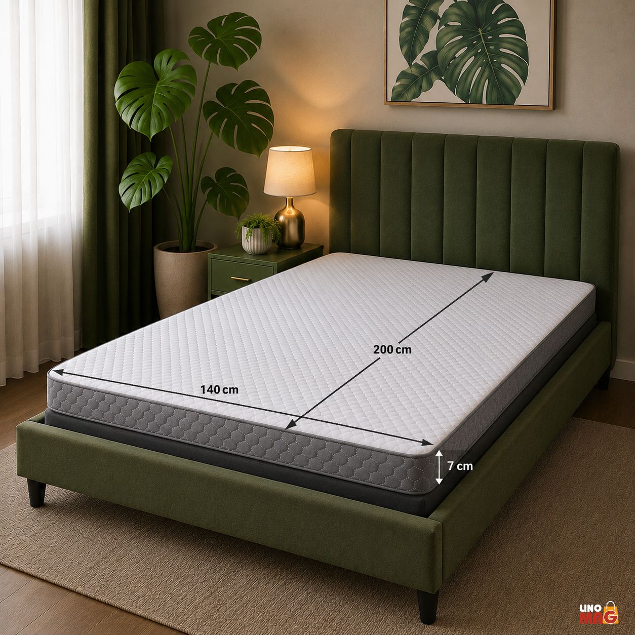 Topper Saltea din Spuma cu Memorie Linomag®, Grosime: 7 cm, Densitate 40 kg/m³, 2 Straturi, Husă Detașabilă cu Fermoar, Bază Antialunecare, Confort Ergonomic, 140 x 200 cm, Alb/Gri - imagine 3