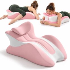 Pernă Ergonomică Multifuncțională Linomag® pentru Cupluri și Relaxare, pentru Dormit, Citit și Odihnă, Spumă cu Memorie, Suport pentru Spate și Corp, Tetieră Detașabilă, Husă Lavabilă, Roz/Alb